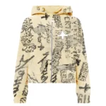 VERTABRAE Ivory Graffiti Unique Zip Up Hoodie