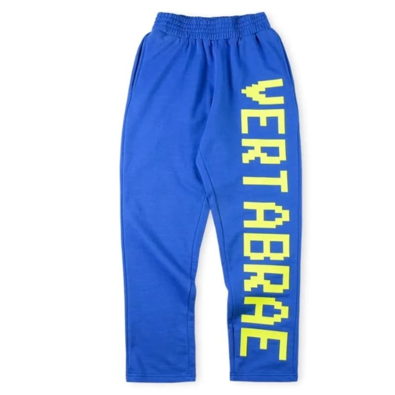 Vertabrae-Blue-with-Yellow-Color-Sweatpant Blue Vertabrae Sweatpants With Yellow Logo