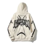 Vertabrae Bold Cream and Black Printed Hoodie