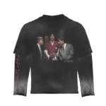 Vertebrae Double Sleve Classic Print Shirt Black