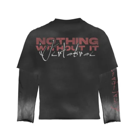 Vertebrae Double Sleve Classic Print Shirt Black