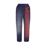 Faded Navy Vertabrae Pants With Red Logo