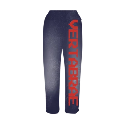 Faded Navy Vertabrae Pants With Red Logo