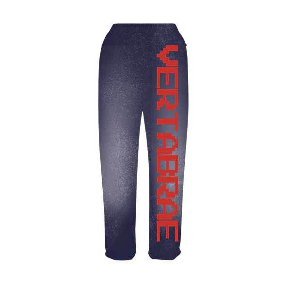 Faded Navy Vertabrae Pants With Red Logo Faded Navy Vertabrae Pants With Red Logo