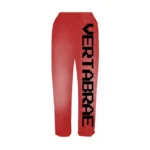 Vertabrae Red Faded Sweatpants with Black Logo