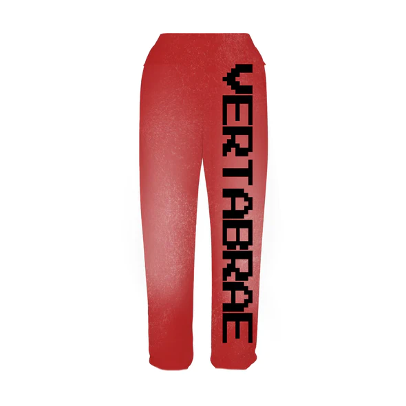 Vertabrae Red Faded Sweatpants with Black Logo Vertabrae Red Faded Sweatpants with Black Logo