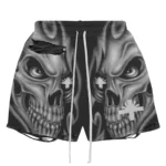 Vertabrae Skull Storm Distressed Shorts Black/Grey